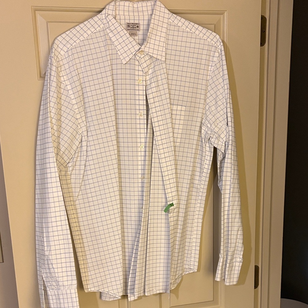 J. Crew White and Blue Grid Dress Shirt